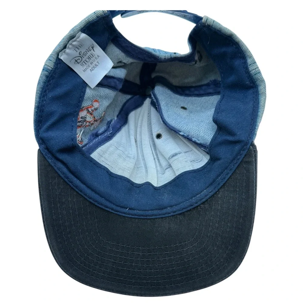 Disney Store Vintage Tigger Denim Snapback Hat Blue Black Made in USA Adult